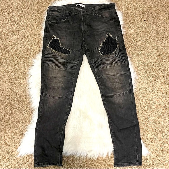 🔥Zara denim biker jeans - Picture 1 of 5